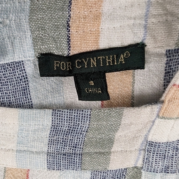 Multi Color Vertical Stripe Lined Sleeveless Dress with Keyhole Back Button Side - Picture 13 of 13